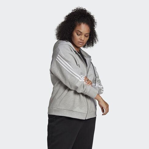 adidas Plus Size Fleece 3-Stripes Full Zip Hoodie in Saudi Arabia
