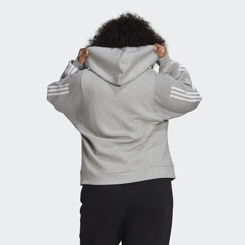 adidas Plus Size Fleece 3-Stripes Full Zip Hoodie in Saudi Arabia