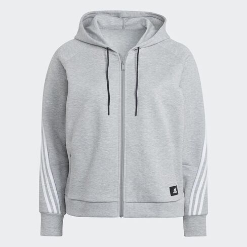 adidas Plus Size Fleece 3-Stripes Full Zip Hoodie in Saudi Arabia