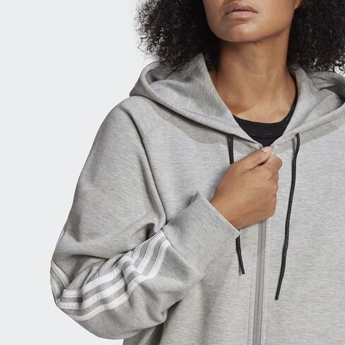 adidas Plus Size Fleece 3-Stripes Full Zip Hoodie in Saudi Arabia