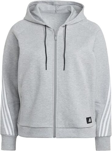 adidas Plus Size Fleece 3-Stripes Full Zip Hoodie in Saudi Arabia