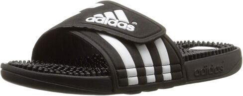 صندل Adissage Slides للسيدات من adidas، أسود/أسود/أبيض جري، 4 in Kuwait