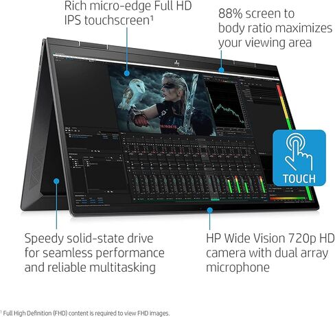 2019 HP Envy x360 15.6" FHD Touchscreen 2-in-1 Laptop Computer, AMD Ryzen 5 2500U Quad-Core up to 3.6Ghz(Beat I7-7500U), 16GB DDR4, 512GB SSD, 802.11AC WiFi, Bluetooth 4.2, USB-C 3.1, HDMI, Windows 10 in Kuwait