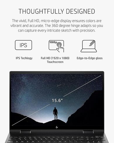 2019 HP Envy x360 15.6" FHD Touchscreen 2-in-1 Laptop Computer, AMD Ryzen 5 2500U Quad-Core up to 3.6Ghz(Beat I7-7500U), 16GB DDR4, 512GB SSD, 802.11AC WiFi, Bluetooth 4.2, USB-C 3.1, HDMI, Windows 10 in Kuwait
