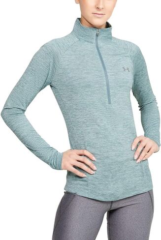 Under Armour Women's Tech Twist ½ Zip Long Sleeve Pullover , Hushed Turquoise (396)/Metallic Silver , Large in Saudi Arabia
