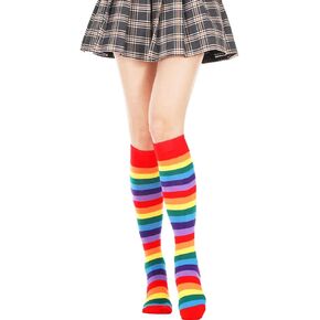 قوس قزح الجوارب فخر الركبة جوارب قطنية جوارب عالية ملونة الجدة مجنون جوارب طويلة إلى الركب للنساء الرجال والأطفال in Kuwait