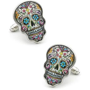 أزرار أكمام iGame Day Of The Dead متعددة الألوان من مادة النحاس السكر تصميم جمجمة مع صندوق هدايا, معدن, كروم in Kuwait