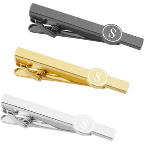 Dannyshi Tie Clips for Men, Black Gold Silver 2.1inch Initial Alphabet Letter Tie Clip Bar Set in Kuwait