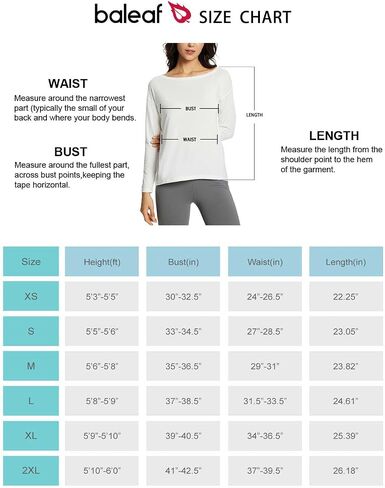 BALEAF Women's Long Sleeve Workout Shirts Tops Loose Fit Quick Dry Athletic Soft in Kuwait