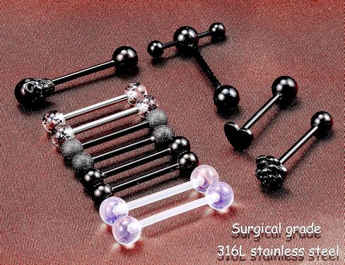 Prjndjw Jewelry, 5/8in(16mm) L, 14G Tongue Piercing Barbells Multicolor Surgical Stainless Steel Long Nipple Piercing Barbells Body Jewelry for Women in Kuwait