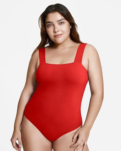 ALGALAROUND Double Lined Bodysuit Tank Top for Women Square Neck Sleeveless Stretchy Comfortable Stylish in Kuwait