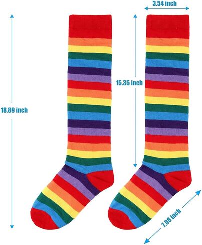 قوس قزح الجوارب فخر الركبة جوارب قطنية جوارب عالية ملونة الجدة مجنون جوارب طويلة إلى الركب للنساء الرجال والأطفال in Kuwait