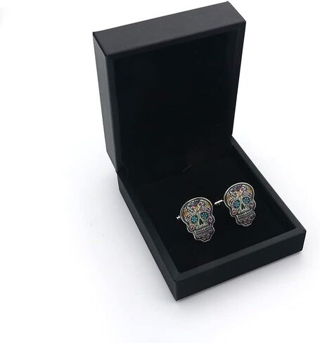 iGame Day Of The Dead Cuff Links Muti-color Brass Material Sugar Skull Design Cufflinks with Gift Box in Saudi Arabia