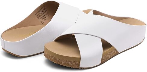 DREAM PAIRS Women's Slide Sandals Slip On Flat Shoes | Platform Open Toe Comfortable Summer Cute Cross Flat Sandals For Summer in Saudi Arabia