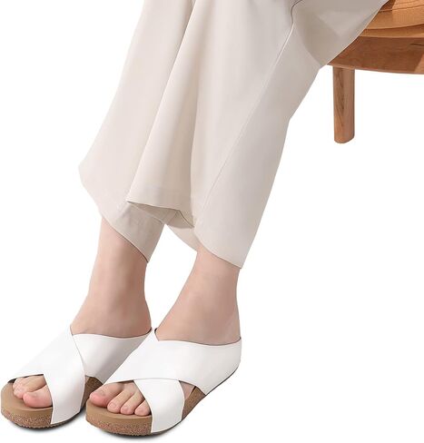 DREAM PAIRS Women's Slide Sandals Slip On Flat Shoes | Platform Open Toe Comfortable Summer Cute Cross Flat Sandals For Summer in Saudi Arabia