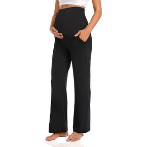 V VOCNI Maternity Pants Wide Leg Work Dress Pregnancy Trousers | Over the Belly , Loose Fit, Side Pockets, Business Office Slacks, Yoga Lounge Casual Pregnancy Pants in Saudi Arabia