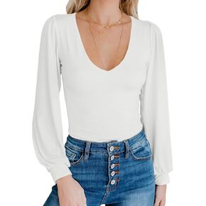 Spadehill Women's V-Neck Long Sleeve Bodysuit