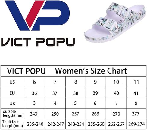 VICT POPU Womens Sandals Adjustable Double Buckle Strap Waterproof EVA Flat Slides in Saudi Arabia