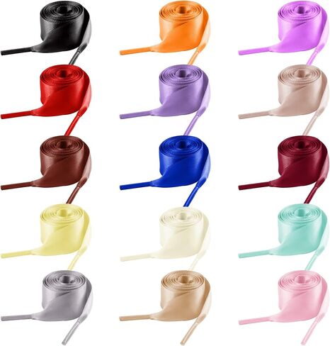 15 زوجًا من أربطة الأحذية، أربطة حذاء بشريط من الدانتيل للنساء والفتيات والأطفال ومعظم الناس، بطول 120 سم وعرض 2 سم (حوالي 47 بوصة × 0 بوصة) in Kuwait