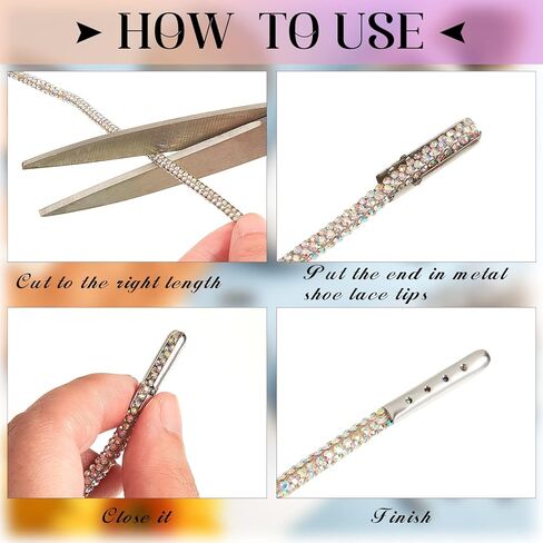 Taiyin 10.94 Yard Rhinestone Bling Shoe Laces Rhinestone Diamond Hoodie String Glitter Cords for Sneakers with Aglets in Kuwait