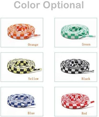 Fashion Sneaker Shoe Lace Colors Checkered Grid Flat Shoelaces Printing Shoelaces in Saudi Arabia