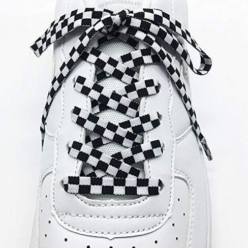 Fashion Sneaker Shoe Lace Colors Checkered Grid Flat Shoelaces Printing Shoelaces in Saudi Arabia