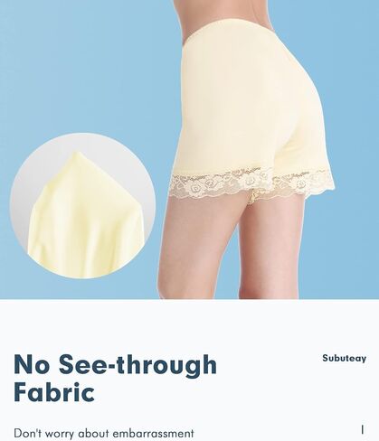 سراويل Subuteay Bloomers للنساء مضادة للاحتكاك، سراويل قصيرة فضفاضة مع زخرفة من الدانتيل لمنتصف الفخذ in Kuwait