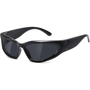 JASPIN Wrap Around Fashion Sunglasses for Women Men Sliver Y2k Trendy Sport Shades UV400 Eyeglasses