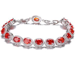QIXINWANG Silver Tennis Bracelet - Fashion Tennis Bracelets Oval Sparkling Tennis Bracelet For Women with Extension Chain/Size 7-8 in