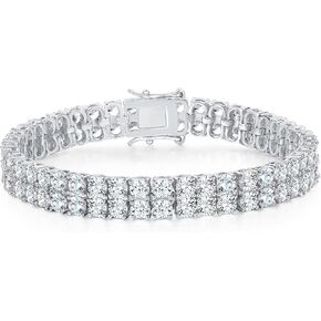 Gemsme Double Row Tennis Bracelet for Women Men 18K White Gold/Yellow Gold Plated Classic Hypoallergenic Sparkling 3.0mm Cubic Zirconia Bracelets 6.5-8.5 Inches