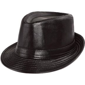 Glamorstar Vintage Jazz Hats for Men PU Leather Bowler Hat Foldable Jazz Hat