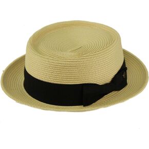 Men's Everyday Light Summer Ribbon Porkpie Boater Derby Fedora Sun Hat in Saudi Arabia