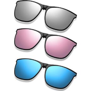 3 Pair Oversize Polarized Clip-on Sunglasses Large Anti-glare TR90 Frame Lightweigh Flip Up Driving Glasses for Women Men
