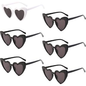 6 Pack Vintage Heart Shaped Cat Eye Sunglasses for Women Girl Bulk Retro Heart Sunglasses for Bridal Bachelorette Party in Saudi Arabia