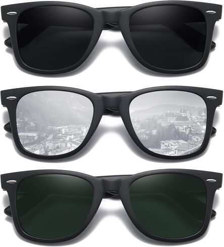 MEETSUN Retro Polarized Sunglasses for Women Men Classic Mirror Lens Driving Trendy Sun Glasses UV Protection (3 Pack) in Kuwait