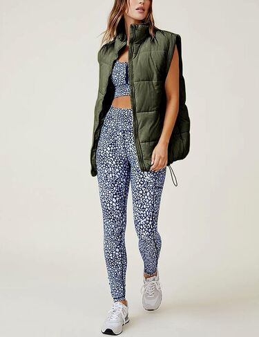 Huaqiao Women's Quilted Puffer Vest Stand Collar Sleeveless Coat Zipper Winter Gilet Jacket in Kuwait