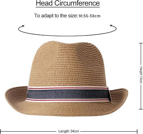 TIALARTS Straw Fedora Sun Hat for Men Women Short Brim Summer Beach Outdoor Cuban Trilby Hat Beige/Yellow Medium in Saudi Arabia