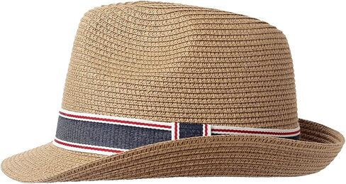 TIALARTS Straw Fedora Sun Hat for Men Women Short Brim Summer Beach Outdoor Cuban Trilby Hat Beige/Yellow Medium in Saudi Arabia