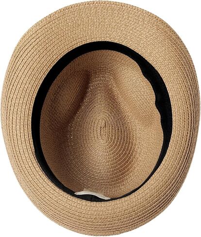 TIALARTS Straw Fedora Sun Hat for Men Women Short Brim Summer Beach Outdoor Cuban Trilby Hat Beige/Yellow Medium in Saudi Arabia