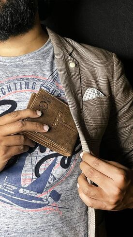 RUSTIC TOWN Genuine Leather Wallet for Men | RFID Protecting | Handmade Vintage Bifold Travel Wallet | Slim Billfold with Credit Card Slots & Coin Pocket | Gift for Him in Saudi Arabia