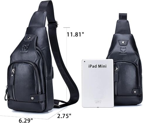 LUKZIJAES Genuine Leather Sling Bag for Men in Kuwait