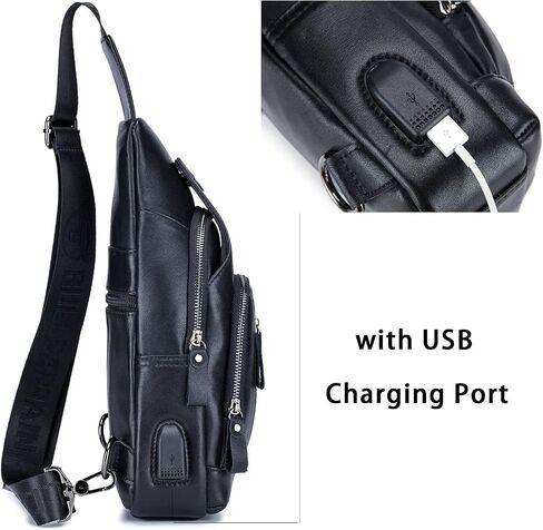 LUKZIJAES Genuine Leather Sling Bag for Men in Kuwait