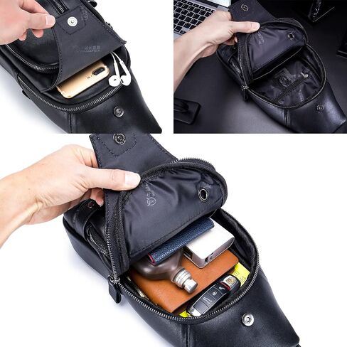 LUKZIJAES Genuine Leather Sling Bag for Men in Kuwait
