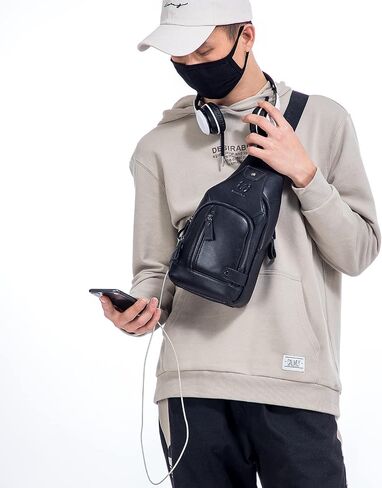 LUKZIJAES Genuine Leather Sling Bag for Men in Kuwait
