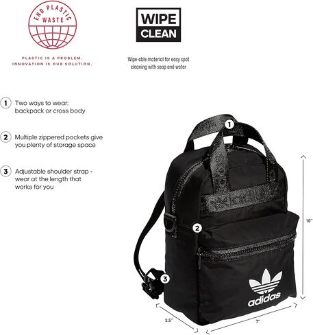 adidas Originals Micro Backpack Small Mini Travel Bag, Clay Strata Brown/White, One Size in Saudi Arabia