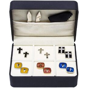 MRCUFF Cross Crosses Christian 6 Pairs Cufflinks with a Presentation Gift Box and Polishing Cloth in Saudi Arabia
