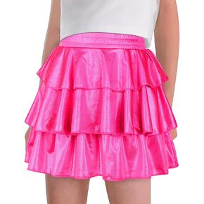iLover Girls Ruffle Sparkle Skirt Shiny Dance Scooter Skirt Tutu Skirt 4-12 Years