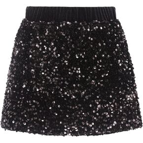 WELAKEN Sparkly Sequin Skirt for Girls Toddler & Kids II Little Girl's Elastic Waistband Skirts