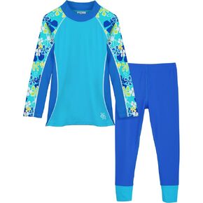 Tuga Girls Long Sleeve Rash Guard and Swim Legging Bathing Suit Set, UPF 50+ in Saudi Arabia