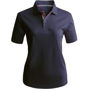 CLOVERY Women's Active Wear Quick Drying Short Sleeve 2-Button Active Polo Shirt